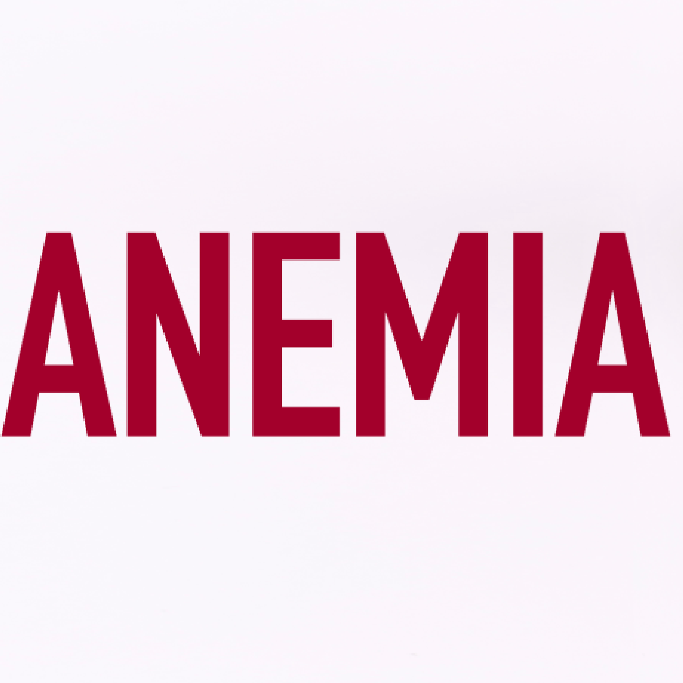 Czerwony napis anemia na białym tle