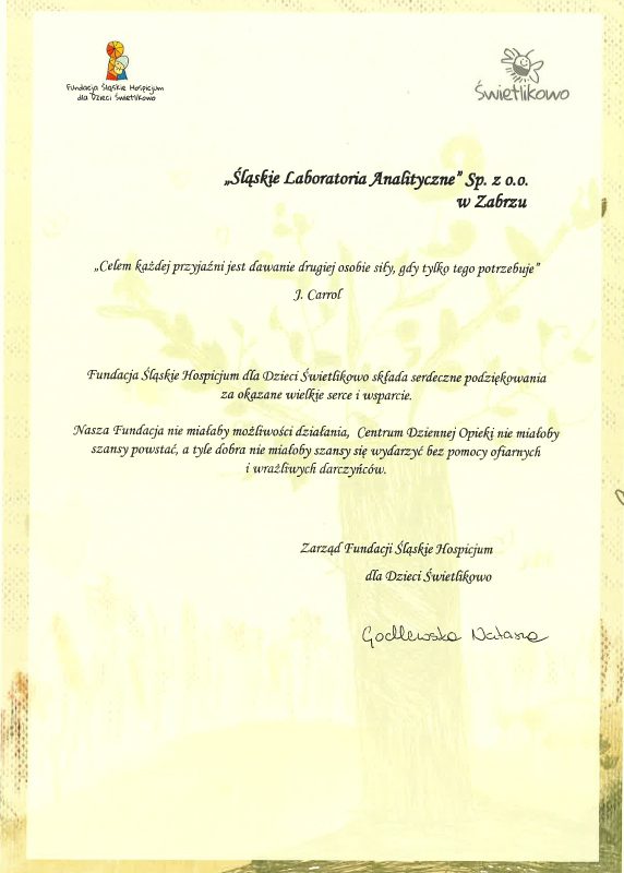 podziękowania świetlikowo