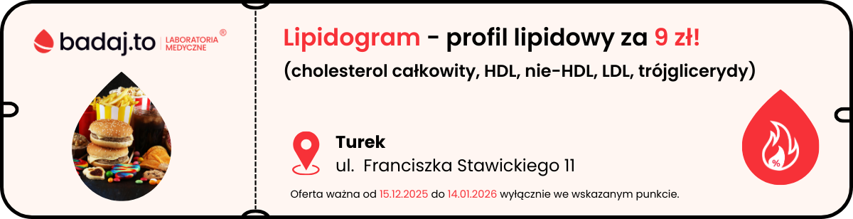 Badanie lipidogramu za 9 zł w Turku
