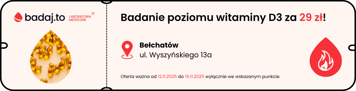 Badanie poziomu witaminy D3 za 29 zł w Bełchatowie