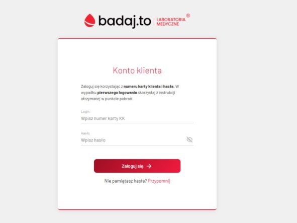 Instrukcja logowania do wyników badań