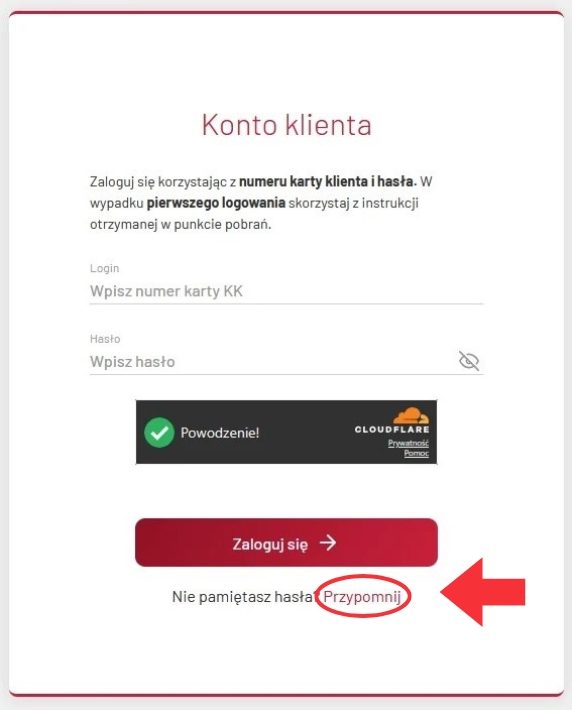 Przypomnienie hasła do konta klienta badaj.to