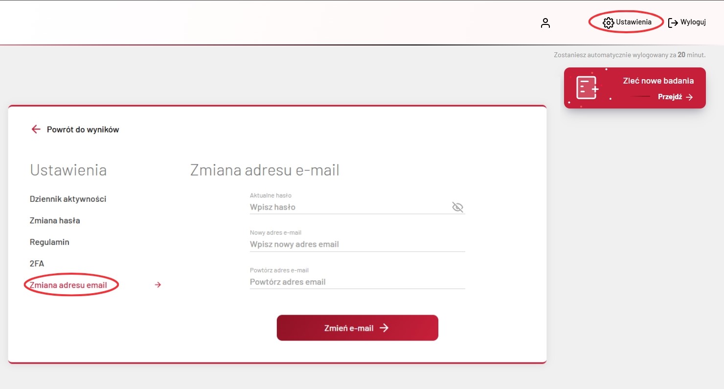 Zmiana adresu email w koncie klienta badaj.to
